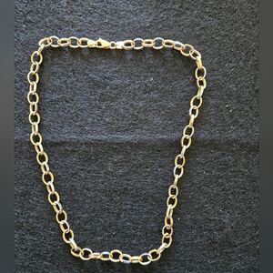 Beautiful Solid 14k 2 Tone Yellow And White Gold Big Tauco Chain Necklace